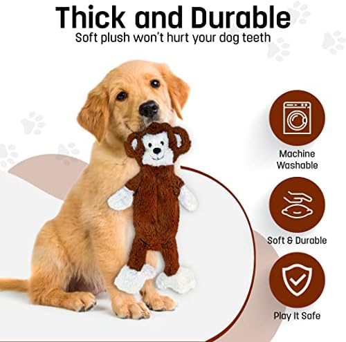 FGA MARKETPLACE Monkey-Frog Flat NO Stuffing NO Squeak Plush Dog Toy, Funny Style Will Entertain Your Pet for Hours, Recommended for Small and Medium Dog 21 INCH Long