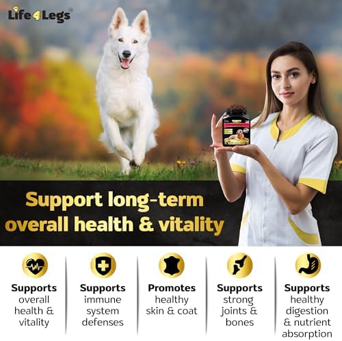 Soft Chews Dog Vitamins - Hemp Oil Glucosamine Chondroitin Hip and Joint Support Health, Skin & Coat Supplements, Digestion & Immune Booster, Heart, Probiotics, 90 Chews Bacon Flavour