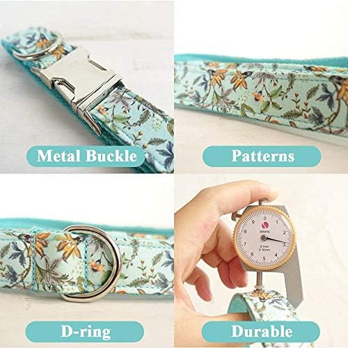 Durable Engraved Dog Collar Custom Name Fabric Adjustable (Gray Plaid)