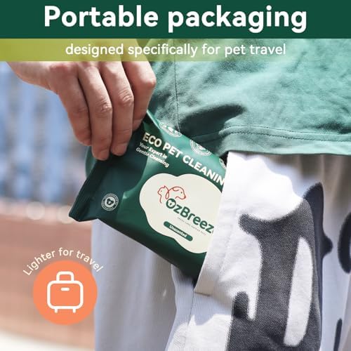 Pet Grooming Wipes for Dogs & Cats - 20ct Travel Pack | Vet-Approved Lick-Safe Cleaning Wipes with Coconut Oil & Jojoba | No-Rinse Deodorizing & Hydrating for Paws, Face & Butt