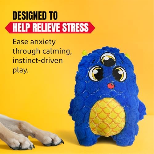 Bite Force - Durable & Strong Dog Toy Blue Furocious Frank Monster with Squeaker, Kevlar-Reinforced Seams for Aggressive chewers.