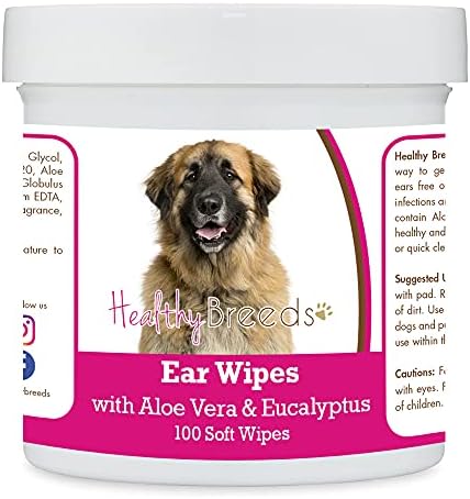 Healthy Breeds Leonberger Ear Cleaning Wipes with Aloe & Eucalyptus for Dogs 100 Count