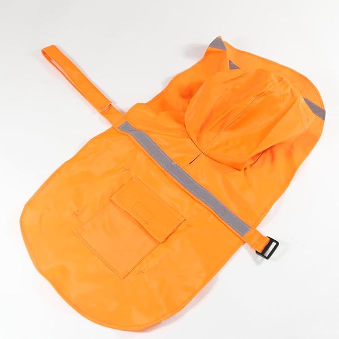 HAPEE Dog Raincoats with Reflective Strip Hoodie,Poncho Jacket for Large Dogs fit Golden Retriever Doodle (B2-Orange, 30C (100-120 lbs))