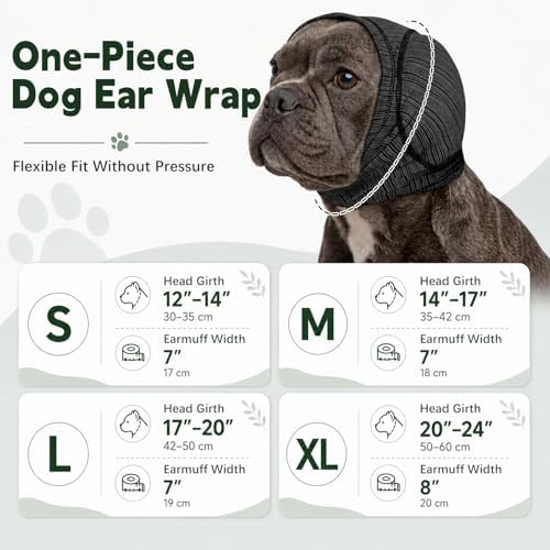 Dog Ear Muffs, No Shake Dog Ear Wrap Quiet Ear Protector Dog Calming Hoodie