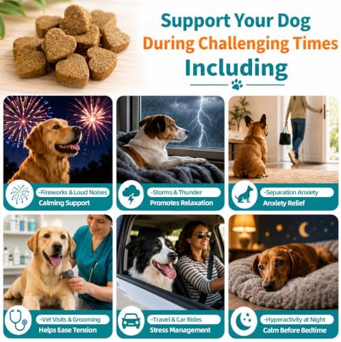 Hemp Calming Chews for Dogs Anxiety and Stress Relief with Melatonin, 200ct