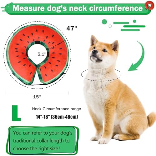 Recovery Donut Collar for Dogs & Cat,Inflatable Dog Collar Alternative After Surgery,Soft Cone for Large Medium Small Pet(Watermelon,Large)