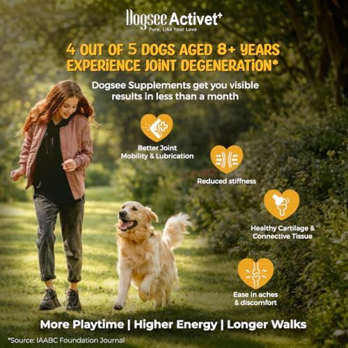 Dogsee Activet+ Hip & Joint Supplement Dog with Omega-3, Glucosamine, Chondroitin, MSM & Collagen for Dogs, Dasuquin, Joint Pain Relief - 90 Count - Made in USA