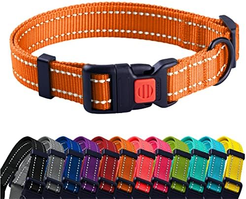 Reflective Dog Collar, Quick-Release Buckle (Orange, 18-26 Inch)