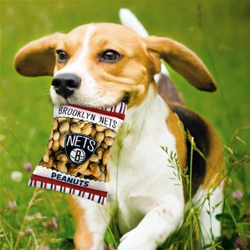 Pets First NBA Brooklyn Nets Crinkle FINE Plush Dog & CAT Squeak Toy - Cutest Stadium Peanuts Snack Plush Toy for Dogs & Cats with Inner Squeaker & Beautiful Basketball Team Name/Logo