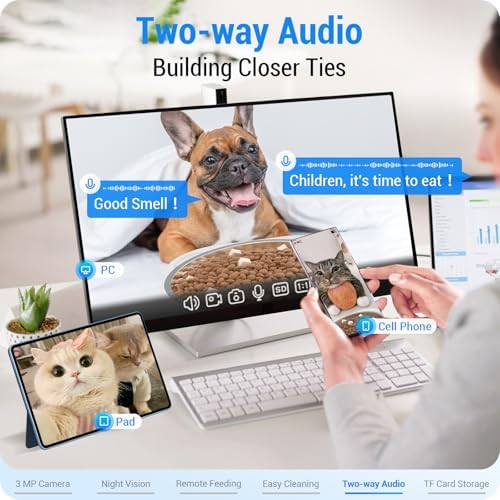 Frienhund Automatic Cat Feeder with 2K Camera: 5G WiFi Automatic Dog Feeder with Night Vision,Cat Food Dispenser with 7L Large Food Storage Container for Multiple Pet,Detachable for Easy Clean -29 Cup