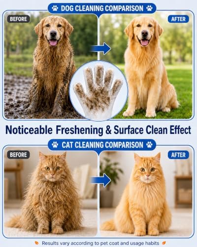 Pet Glove Wipes for Dogs and Cats,Disposable Pet Grooming Gloves