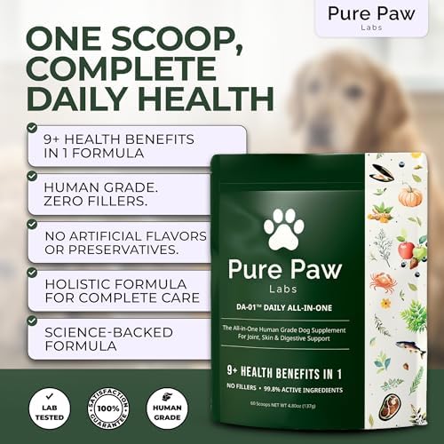 DA-1 Daily All-in-One Dog Supplement Powder | Dog Multivitamin with Probiotics for Gut Health | Supports Skin & Coat, Joints, Allergies & Immune Health | Human Grade Formula