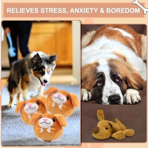 BABORUI Interactive Dog Toys Puppy, Jumping Squeaky Dog Toys with Recording and Music Modes, Rechargeable Moving Dog Chew Toys for Small/Medium/Large Dogs to Keep Them Busy(Puppy)