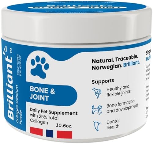 Hofseth BioCare Brilliant Bone & Joint Supplement for Dogs - High Strength Calcium & Collagen Powder for Joint & Hip Support, Essential Supplement for Dog’s of All Ages - 10.6 Oz