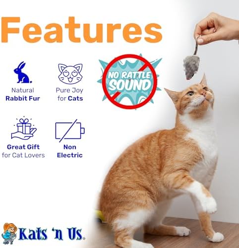 Kats'N Us 2 Inch Real Rabbit Fur Non-Rattle Mouse Cat Toys