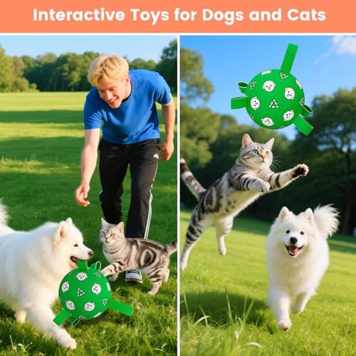 Dog Soccer Ball with Straps, 6 Inch Jolly Ball for Medium Dogs