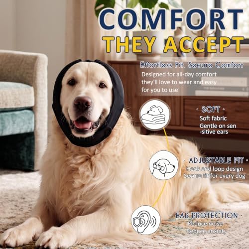 Aliceset 1pcs Dog Ear Muffs, Quiet Ears for Dogs,Black,M