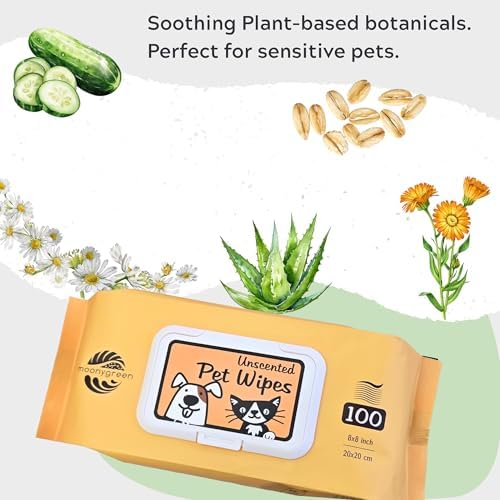 Pet Wipes for Dogs & Cats – Hypoallergenic & Gentle – with Aloe, Oat Extract, Chamomilla, Cucumber, Calendula & Vitamin E – for Cleaning Paws, Face & Body – Unscented – 400 Count