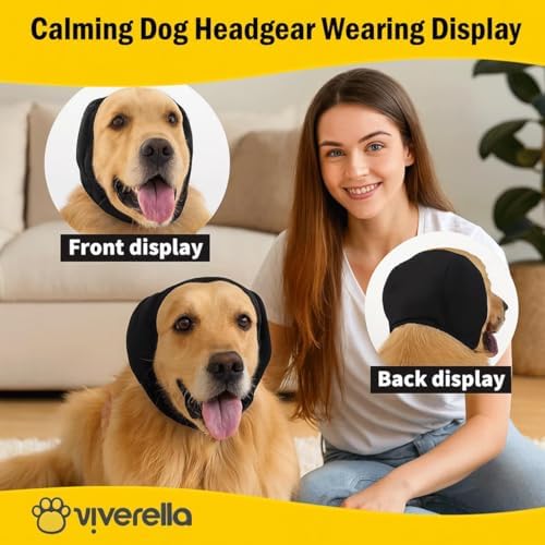 Dog Ear Wrap Hoodie, Large Head Circumference 18-24 in, Soft Cotton Dog Ear Cover for Grooming, Bathing, Wind and Everyday Wear, Dark Grey，