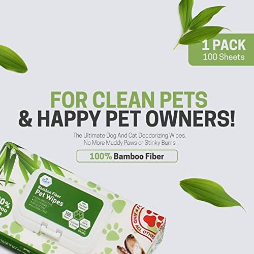 MED PRIDE Bamboo Fiber Dog Wipes 8x8 in,Aloe Vera & Vitamin E,100 Count