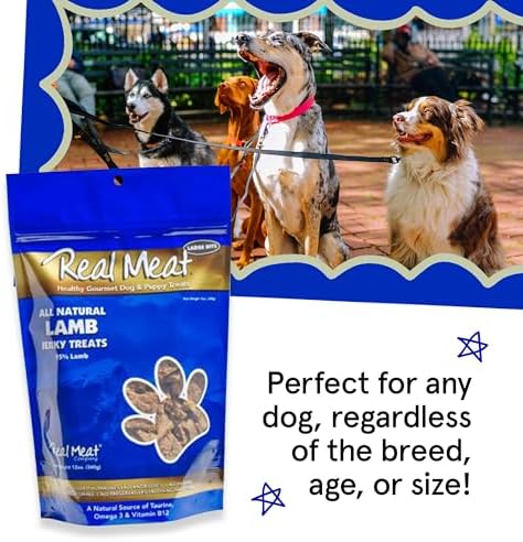 TRMC Real Meat Dog Treats - 12oz Bag of Bite-Sized Air-Dried Lamb Jerky for Dogs - Grain-Free Jerky Dog Treats, Free-Range, Grass Fed Lamb - All-Natural High Protein