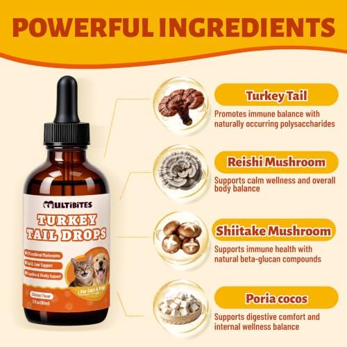 Turkey Tail Drops, 6-Mushroom Complex for Dogs & Cats, 2 fl oz