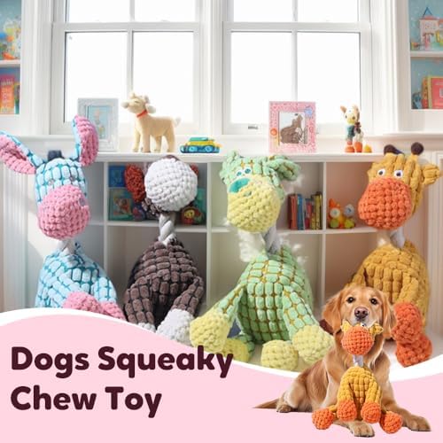 Eadwe 2026 New Dog Toys, Indestructible Plush Dog Toy, Dogs Toys for Aggressive Chewers, Dogs Squeaky Chew Toy for Indoor Pups Teething (F)