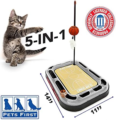 NCAA SOUTH CAROLINA Gamecocks 6-in-1 Reversible Basketball Court Felt & Cardboard Cat Scratcher Toy with Catnip-Filled Plush Basketball