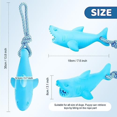 Floating Dog Chew Toy for Aggressive Chewers, Pool With Rope for Interactive Fetch & Play, Beach Set (Shark)