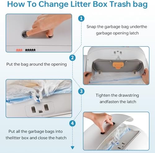 4 * 20 Count Trash Bags for Automatic Cat Litter Box Self Cleaning, Replacement Extra Large Liners for Robot Box,18 x 18 Inches, 4 Rolls Drawstring Waste Bags（80 Counts/4 Rolls）