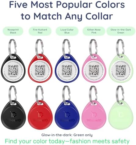 QR Code Dog Tag and Cat Tag, Scan to Reunite Faster, Waterproof and Durable, Lightweight and Quiet, Updatable Contact Info, Glow-in-The-Dark Green, 2 Tags in 1 Pack