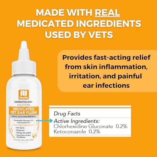 Nootie Dermatology Solutions- Ear Flush for Dogs & Cats, 4 oz