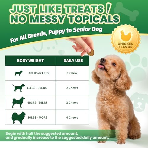Flea and Tick Prevention for Dogs, Skin Coat Support with Vitamins Fish Oil