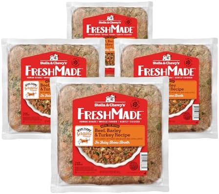 Stella & Chewy's FreshMade Frozen Fresh High-Protein Beef, Barley & Turkey Dog Food, 16-oz Pouch (Pack of 4)