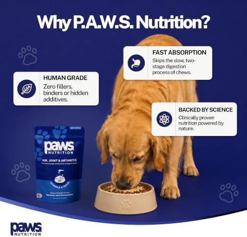 Human Grade Hip & Joint Supplements for Dogs | Advanced Glucosamine, Chondroitin, MSM & Green Lipped Mussel Powder to Support Mobility, Healthy Cartilage, Joint Comfort & Flexibility.