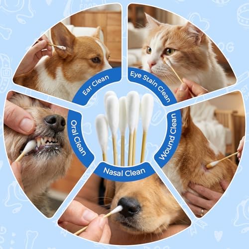 Dog Ear Swabs, 6 Inch Long Cotton Swabs (100 Pcs)