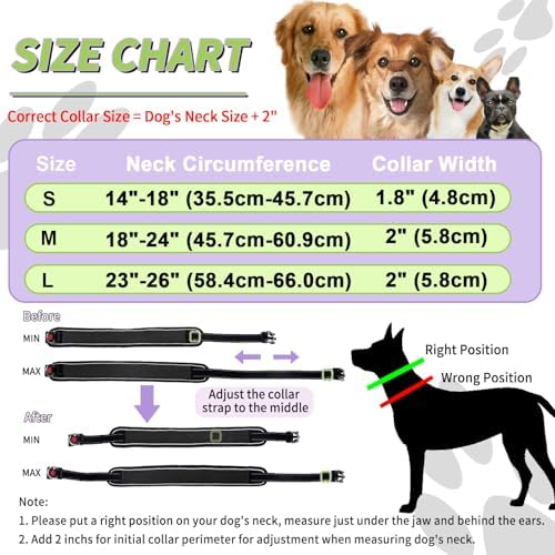 Martingale No Pull Dog Collar for Large Medium Dogs Training Walking, Heavy Duty Nylon Reflective Adjustable Anti Pull Slip Collar with Buckle M Black