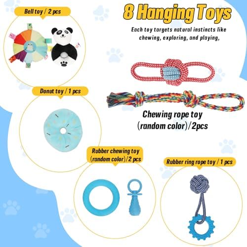 Purple Puppy Play Gym with 8 Hanging Toys
