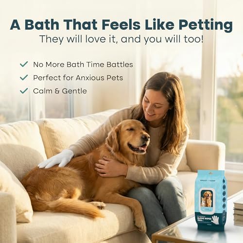 Uproot QuickClean Gloves Pro: Extra-Thick Pet Glove Wipes for Dogs & Cats - Easy Wipe Paws, Eyes, Ears, Butt, & Body - Lick-Safe for Cats & Dogs - Cleaning, Deodorizing & Grooming (20+6 Pack)