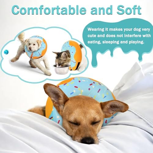 Recovery Donut Collar for Dogs & Cat,Inflatable Dog Cone Collar Alternative After Surgery,Soft Cone for Large Medium Small Dog,Adjustable Pet Neck Donut(Blue,X-Large)