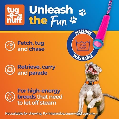 Tug-E-Nuff Fauxtastic PowerBall Bungee Tug (Pink Pattern), Dog Toys, 25 in