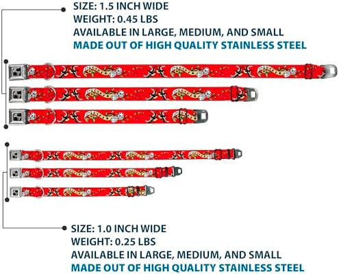 Dog Collar Seatbelt Buckle Lucky Red 15 to 26 Inches 1.0 Inch Wide