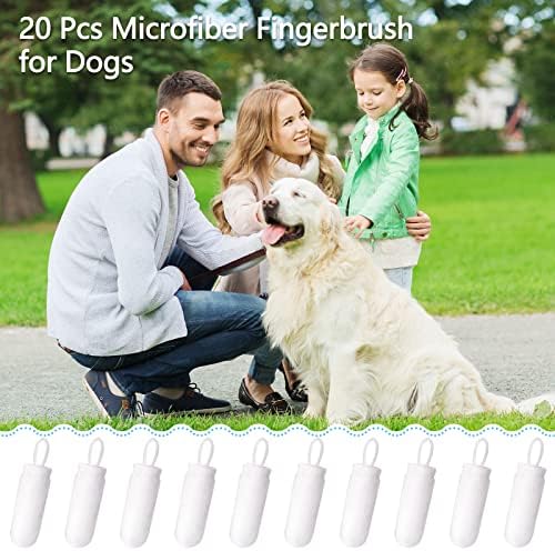 Chunful 20 Pcs Dog Fingerbrush Microfiber Full Soft Finger Pet Toothbrush