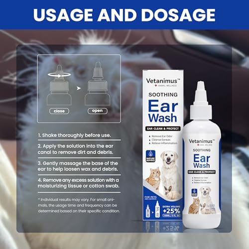Ear Wash 150ml/5 fl.oz for Dogs, Cats and Livestock Ear Clean and Protect 2 Bottle Set
