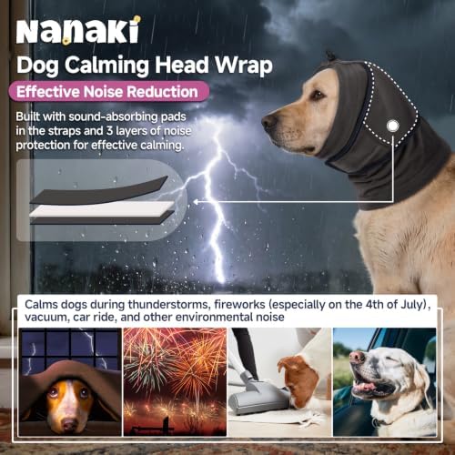 Nanaki Dog Calming Hoodie for Noise Protection, Firework, Thunderstorm