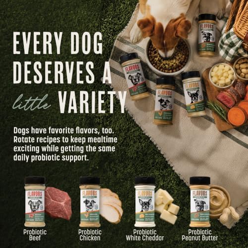 Flavors Probiotics + Dog Food Topper, White Cheddar Recipe, 3.1 oz, 2 Pack