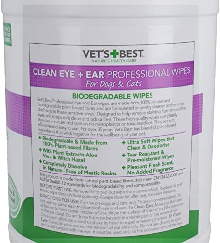 AB Tools 160PK Natural Dog Cat Puppy Pet Ear & Eye Cleaning Wipes Dog Hygiene