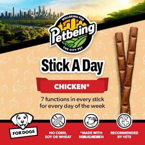 Stick a Day for Dogs | Daily Real Meat Dog Chew Sticks with 7-in-1 Wellness Support | Dog Treats with Vitamins & Nutrients for Daily Routine | Chicken Flavor, 28 Count