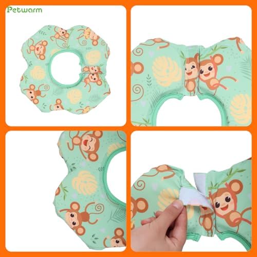 PetWarm Recovery Collar, Dog Recovery Collar, Green Monkey Print, L
