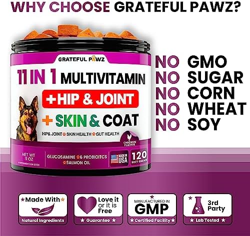 Dog Multivitamin Chewable with Glucosamine - Dog Vitamins and Supplements